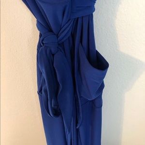 Jersey wrap midi dress w/pockets